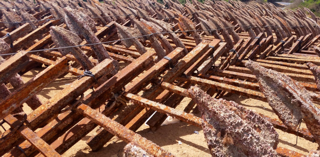 Anchors from the Almadraba de Conil, ready for the bluefin tuna fishing season
