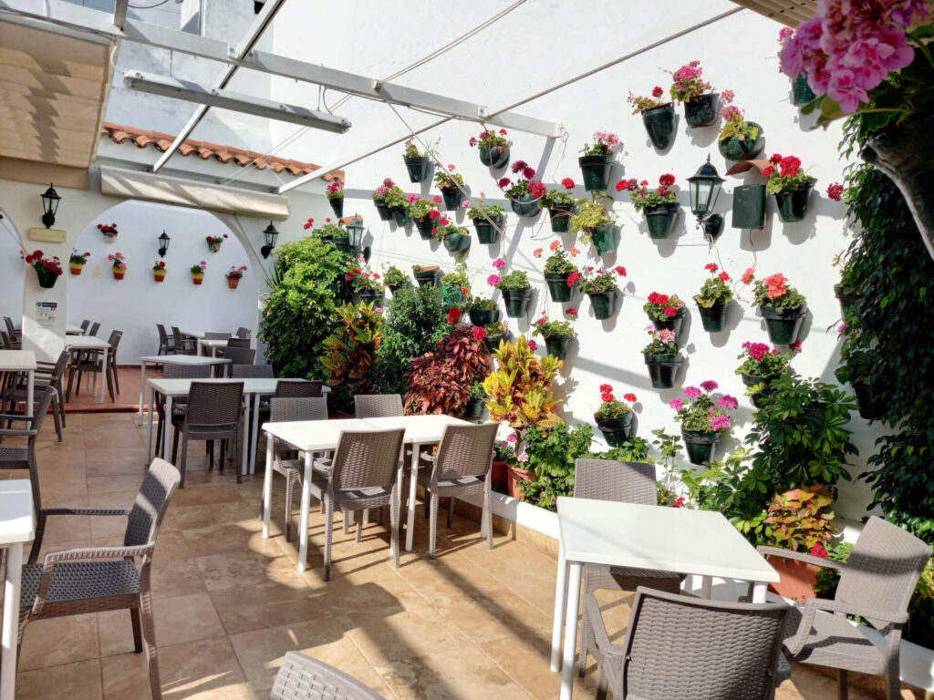 Courtyard of a bar in the historic center of Conil